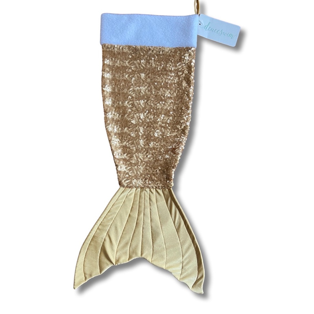 Classic Gold Mermaid Tail Nautical Style Holiday Stocking
